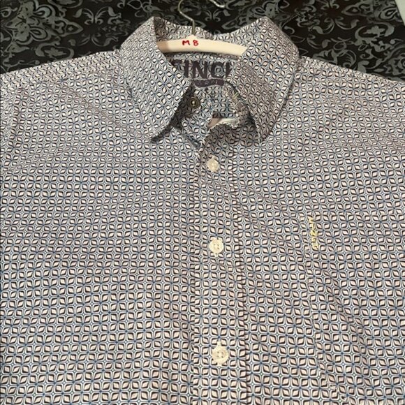 CINCH Men's Blue Patterned Button-Down Shirt, very nice, size medium - Picture 3 of 7